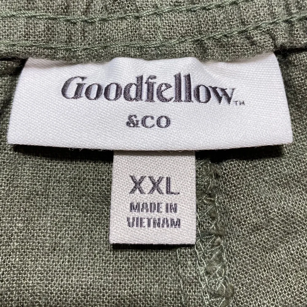 Goodfellow Mens Linen Blend Everyday 7” Cargo Shorts XXL Olive Green‎